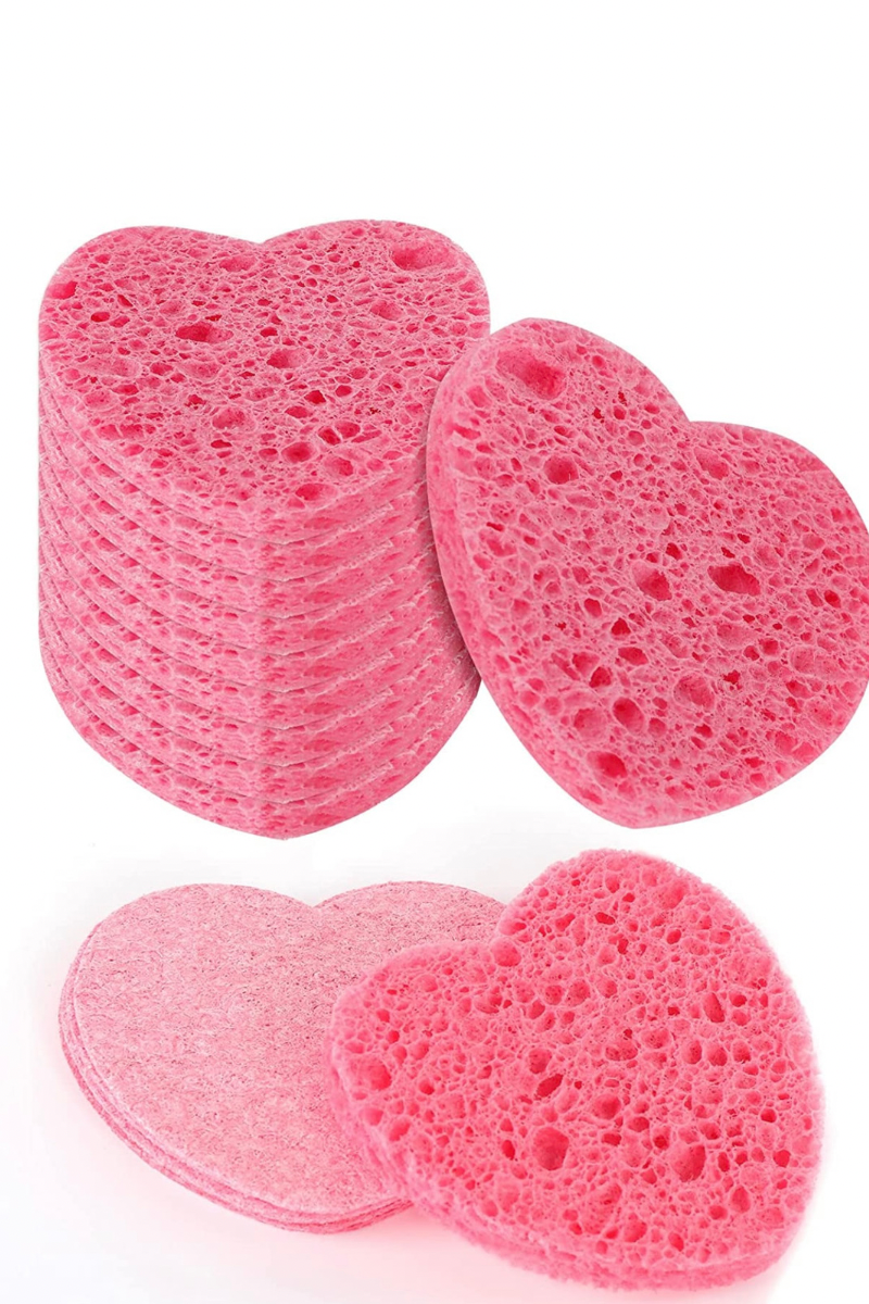 Heart Shape Face Sponge Facial Sponges Compressed Natural Cellulose Sponge  for Washing Face Cleansing 